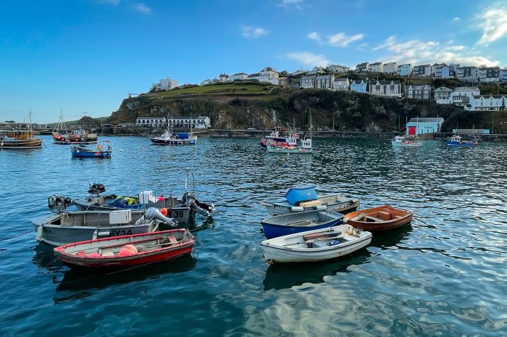 Boats on the water in Harbour with views across at brightly coloured houses.