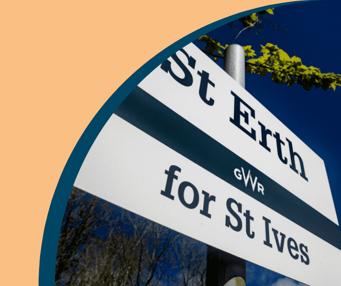Image of a railway sign for St Erth station.